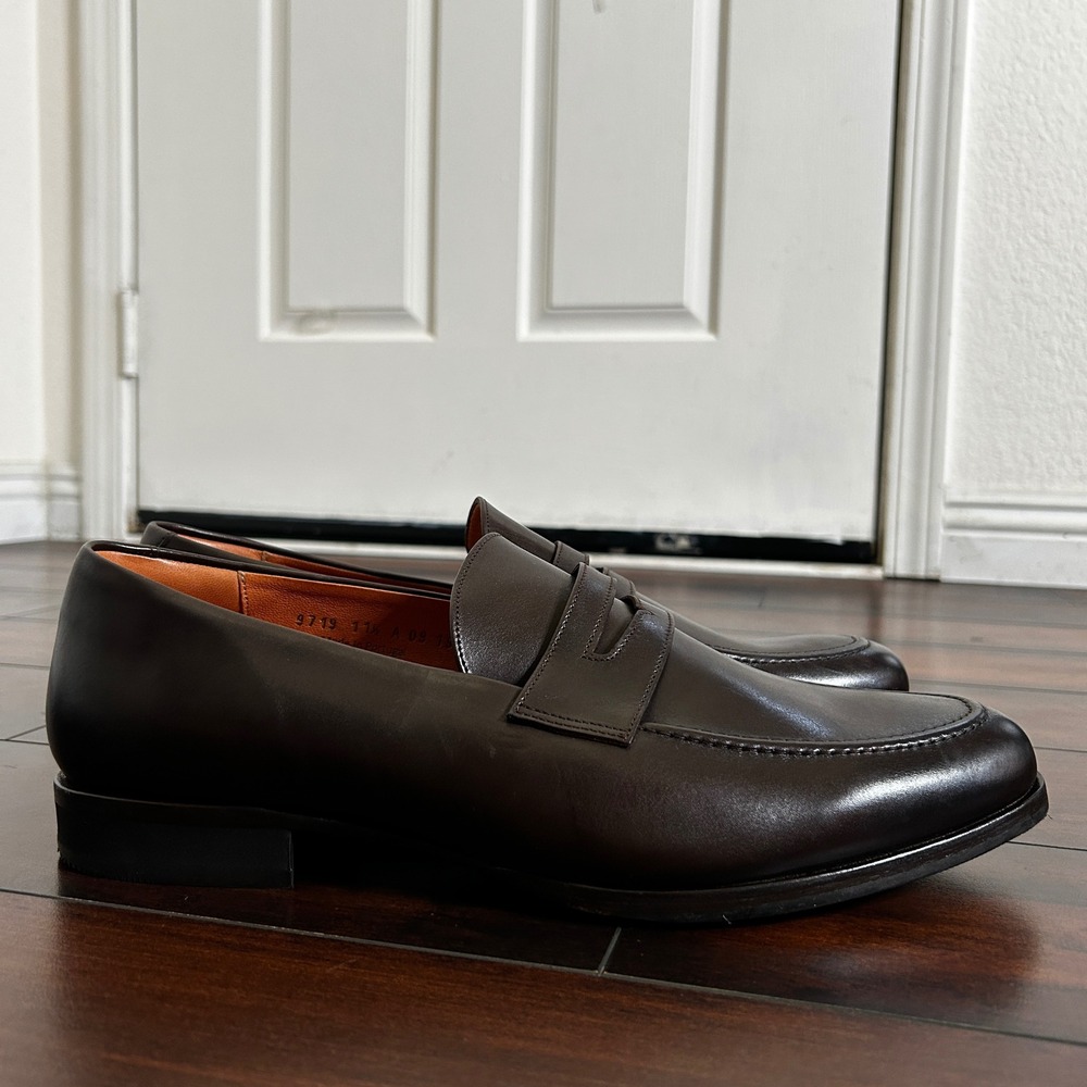Men's Dark Brown Leather Penny Loafers
